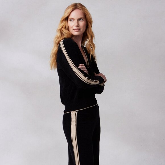 Kashwére Kash-chic V-Neck Track Sweater & Palazzo Track Pants - Picture 5 of 15